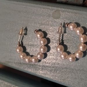 Small pearl hoops